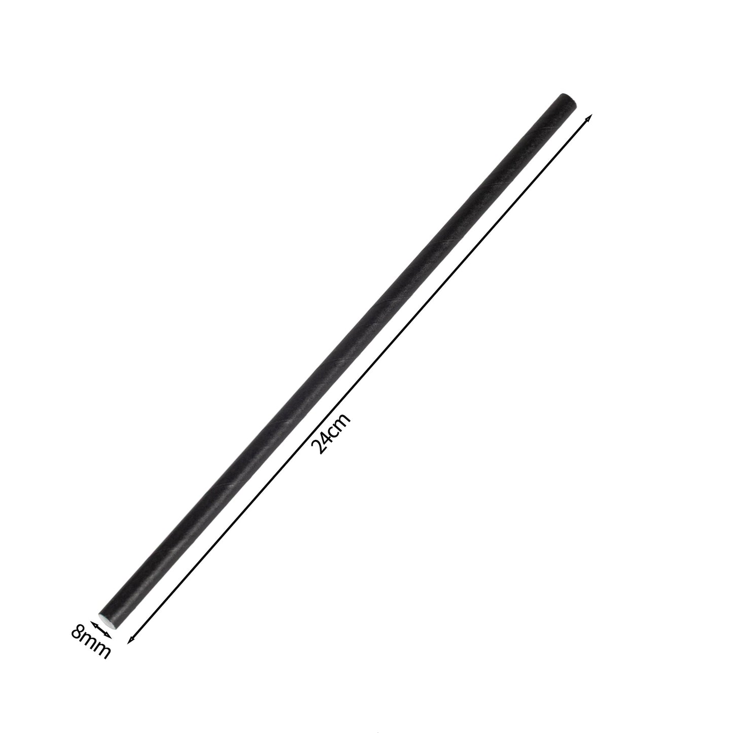100x BIO Papieren rietjes 8mm x 240mm Zwart