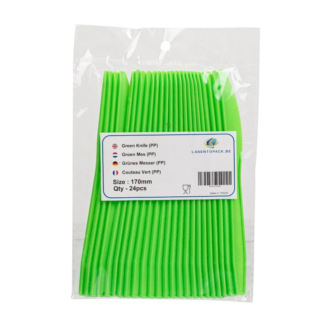 24x Herbruikbare Mes 170mm PP Groen
