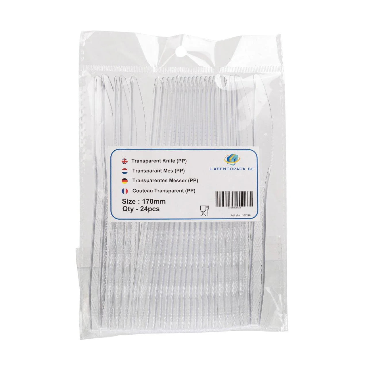 24x Herbruikbare Mes 170mm PP Transparant