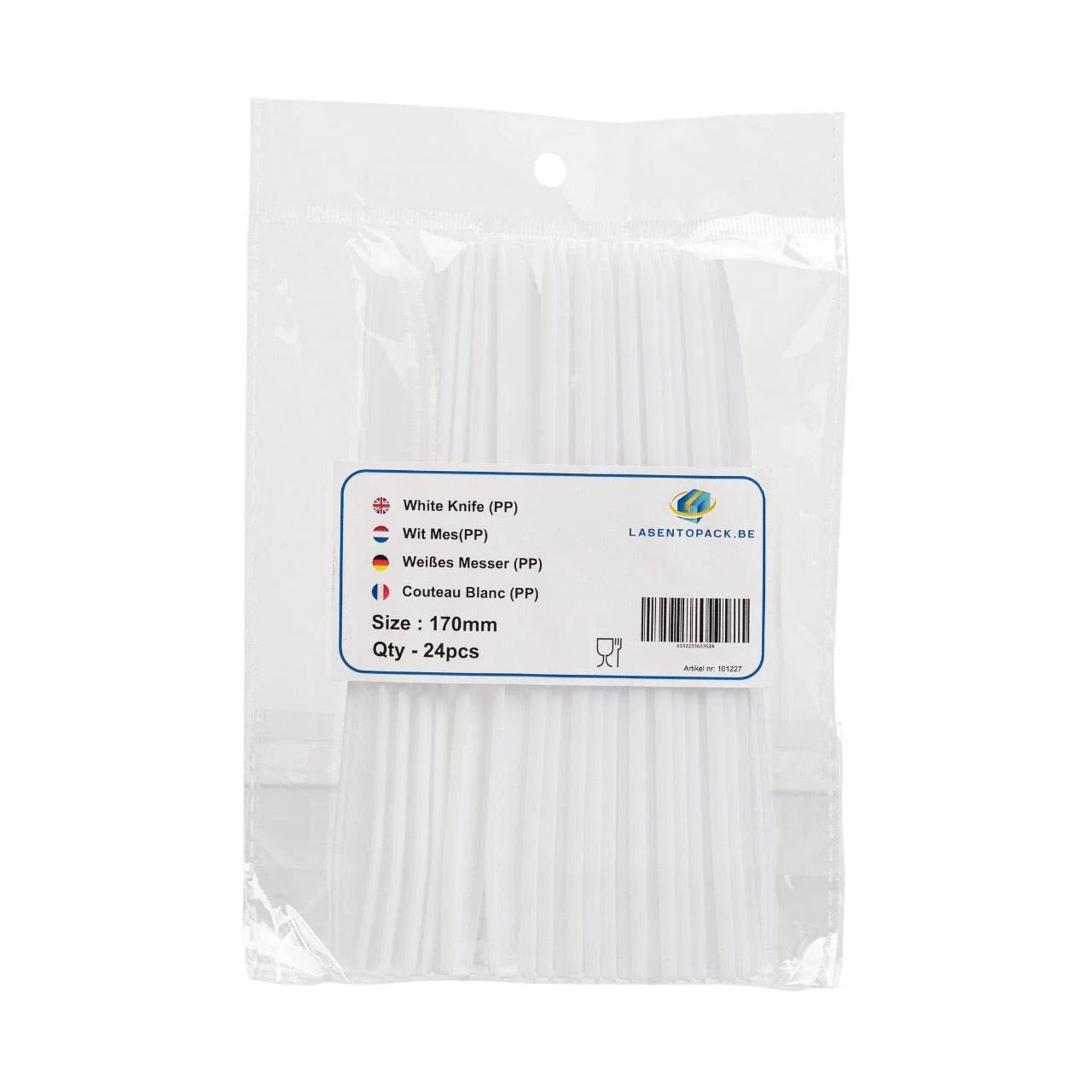 24x Herbruikbare Mes 170mm PP Wit