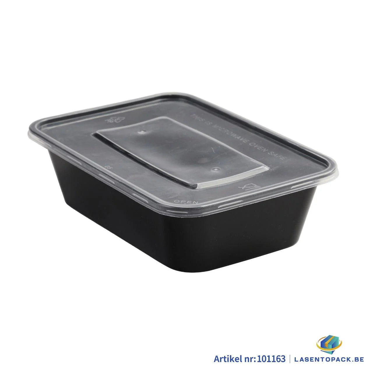 300x Maaltijdbak PP 650ml Zwart