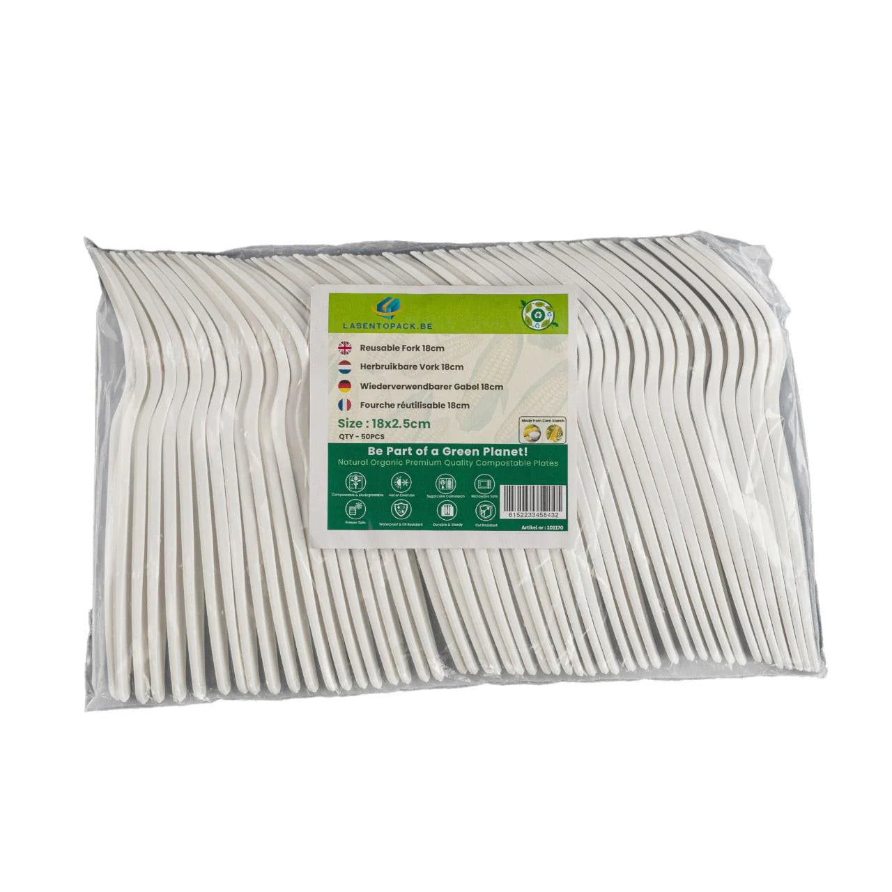 50x Herbruikbare Vork 180mm – Wit