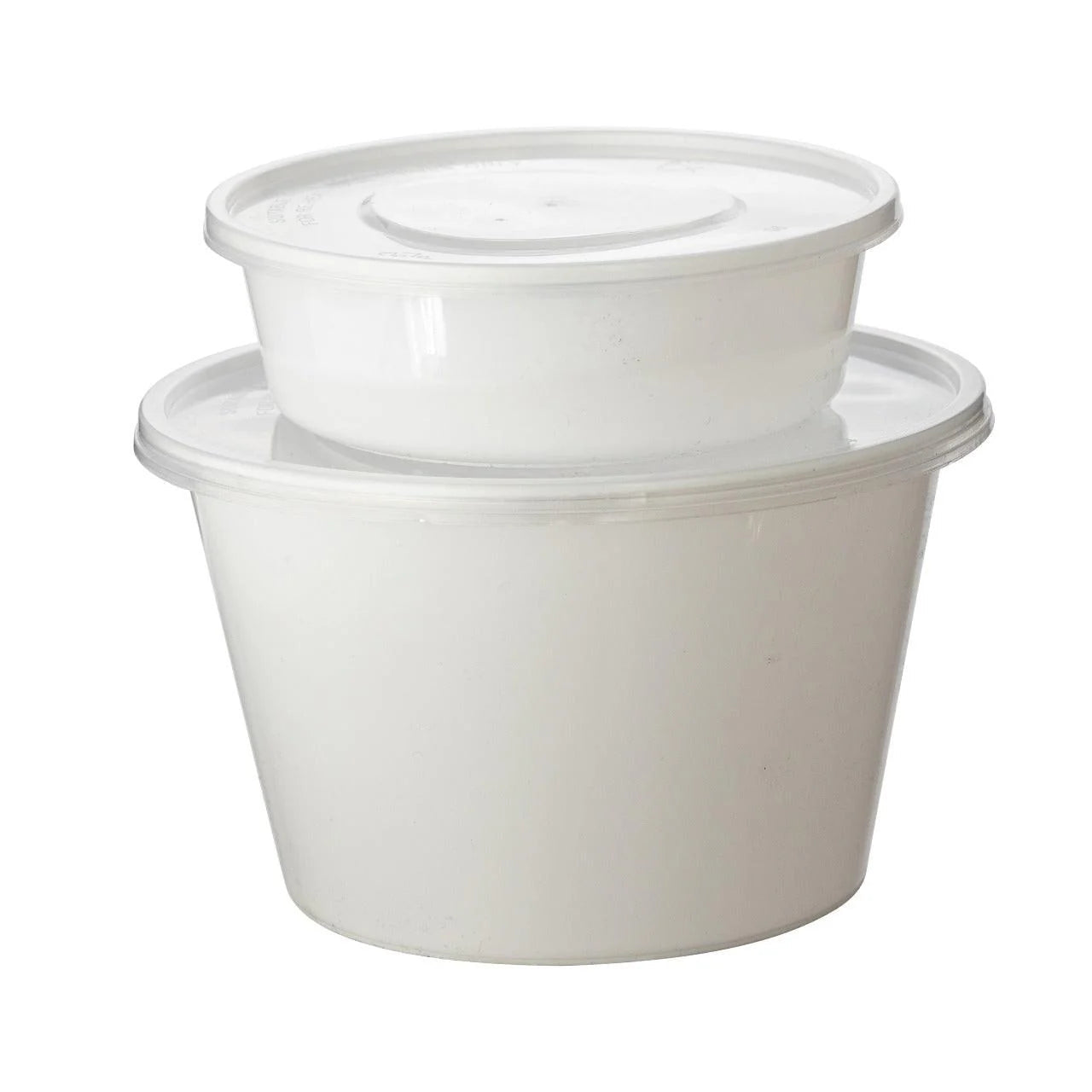 450x Asian Soep- of Pokébowl + Deksel – 300 ml 10oz – Wit – Herbruikbaar PP