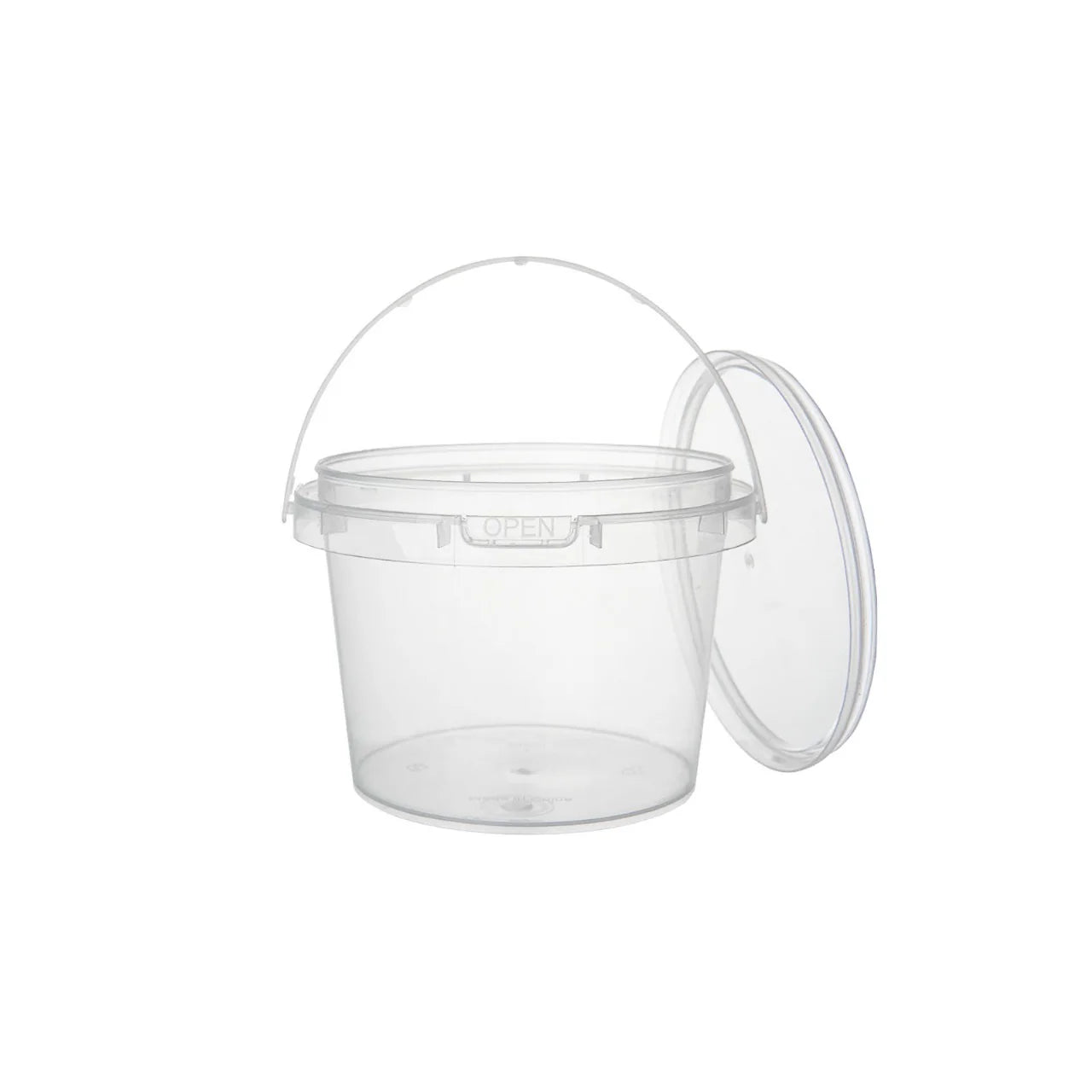 600x PP potten met deksel 300 ml – Ø 90 en H 75 mm – met verzegelbare sluiting en hengsel- transparant