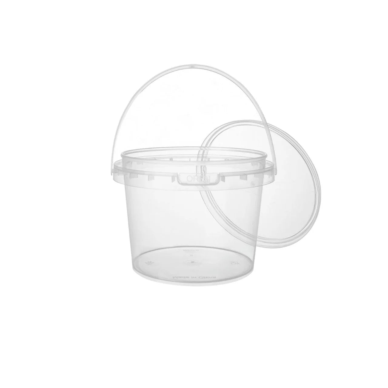 400x PP potten met deksel 500 ml – Ø 107 en H 87 mm – met verzegelbare sluiting en hengsel- transparant