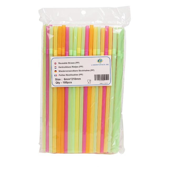 8000x Herbruikbare Rietjes Buigbaar 21 cm x 5 mm PP – Duurzaam en Sterk - Mix Kleuren