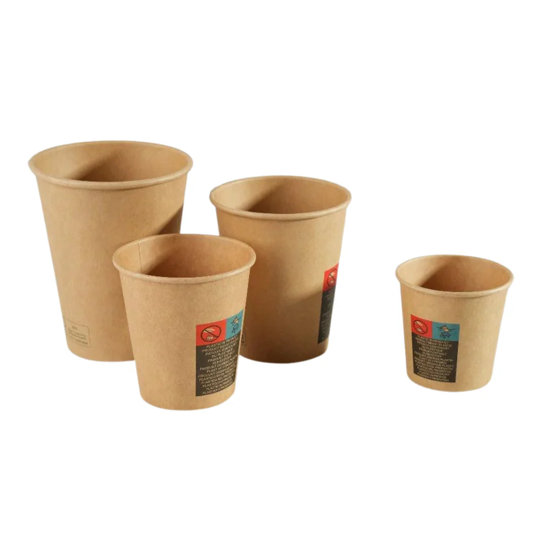 1000x Koffiebeker karton Nature Kraft 350ml 12oz Ø90 mm Bruin FSC en BIO