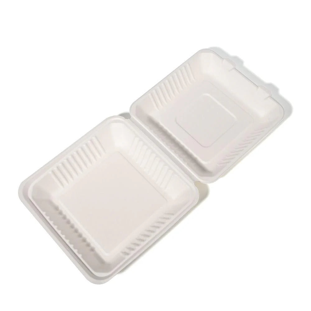 100x Menubox 1-vaks Groot 1500 ML suikerriet BIO Bagasse (Menu box 9 inch sugarcane) 231mm X 231mm X 79mm