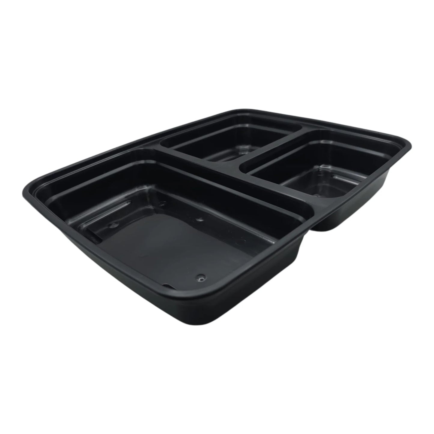 150x Maaltijdbak PP 1150ml (39 OZ) 3 vak zwart inclusief Deksel !