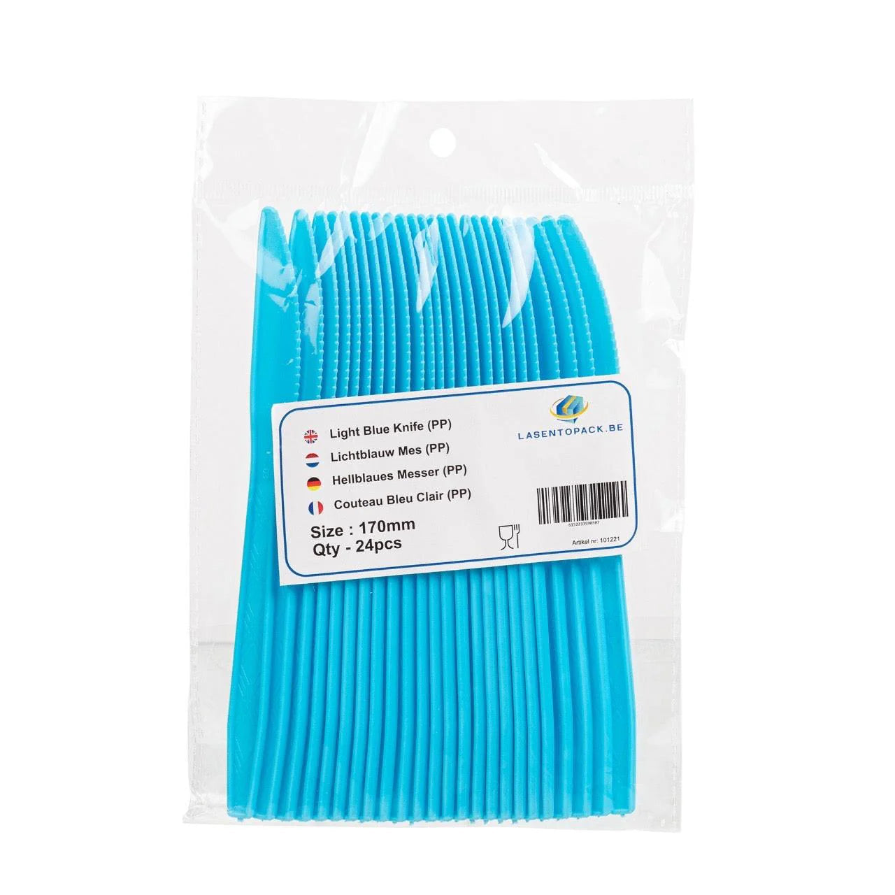 24x Herbruikbare Mes 170mm PP Licht Blauw