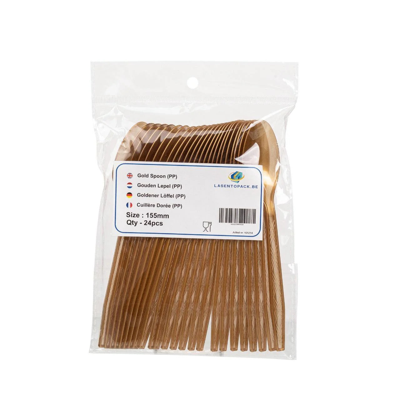 24x Herbruikbare lepel 155mm PP Goud