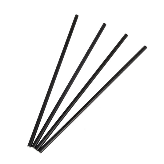 500x BIO Papieren rietjes 6mm x 240mm Zwart