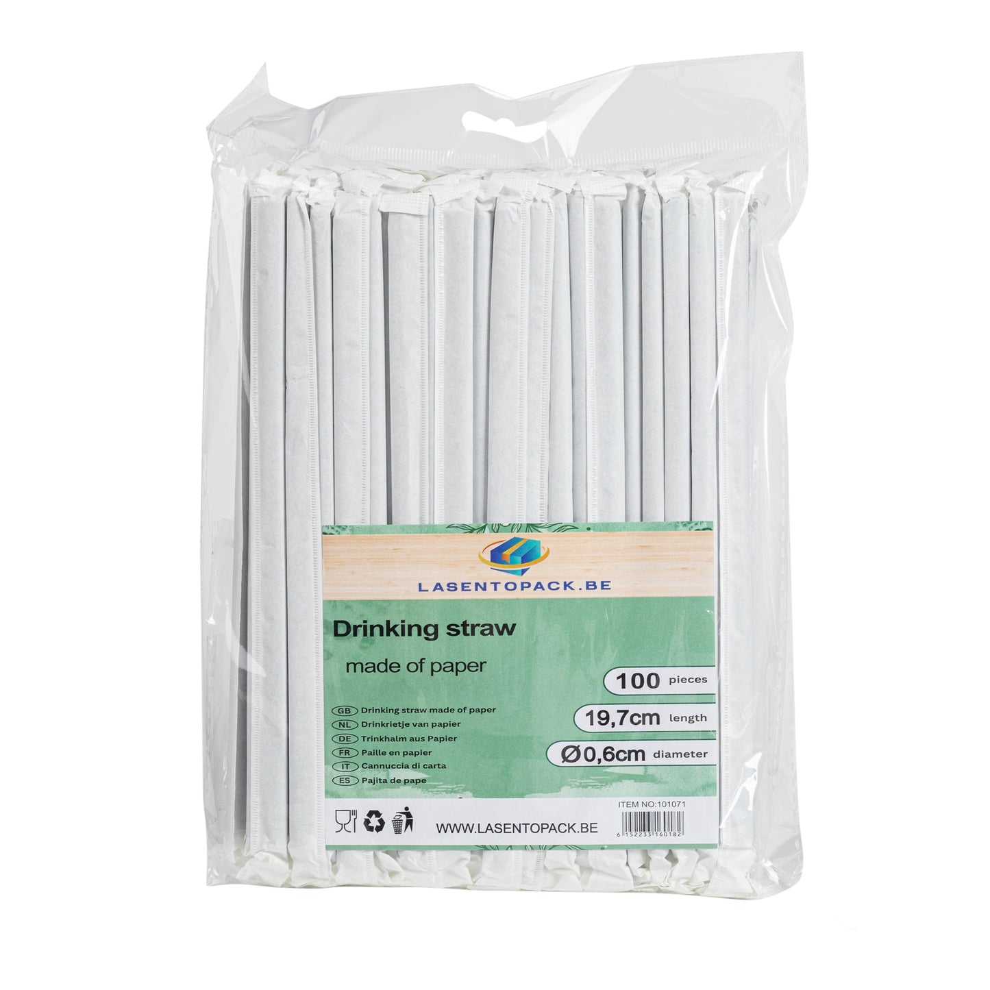 100x BIO Papieren rietjes 6mm x 197mm zwart Per stuk Verpakt!