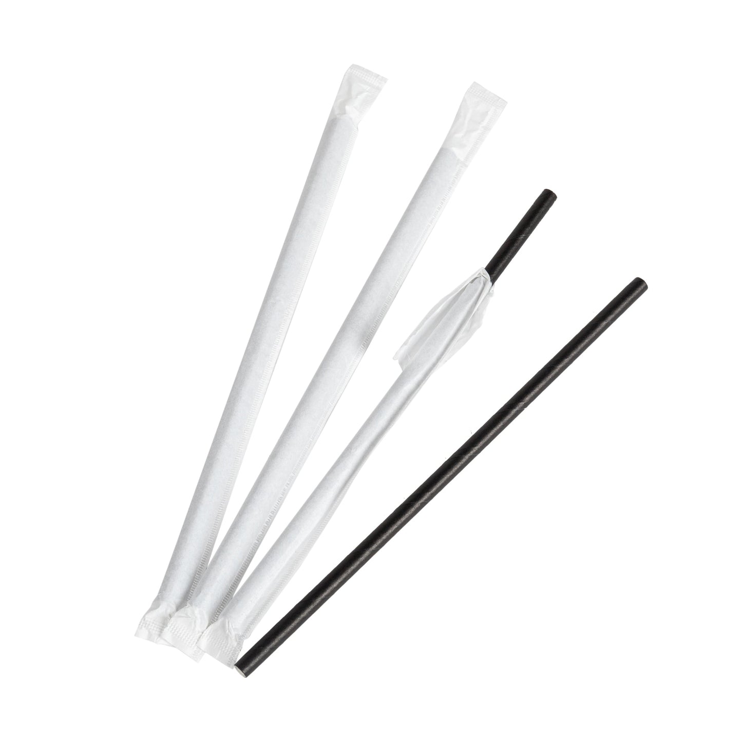 100x BIO Papieren rietjes 6mm x 197mm zwart Per stuk Verpakt!