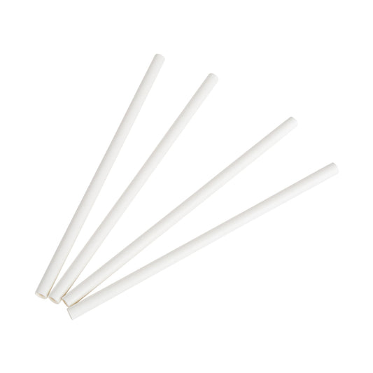 100x BIO Papieren rietjes 8mm x 197mm Wit