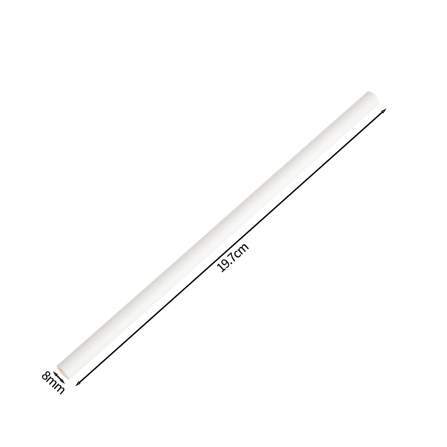 100x BIO Papieren rietjes 8mm x 197mm Wit