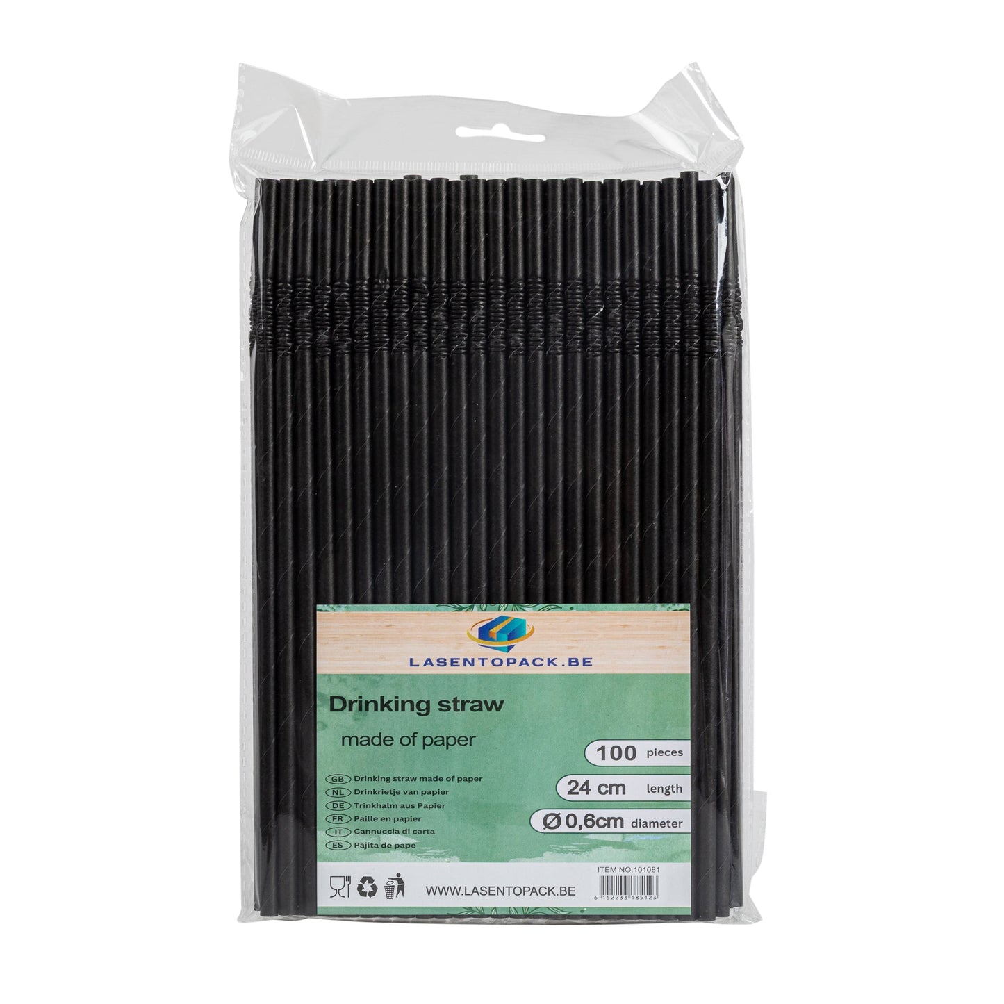 100x BIO Papieren Buigrietjes 6mm x 240mm Zwart Buigbaar