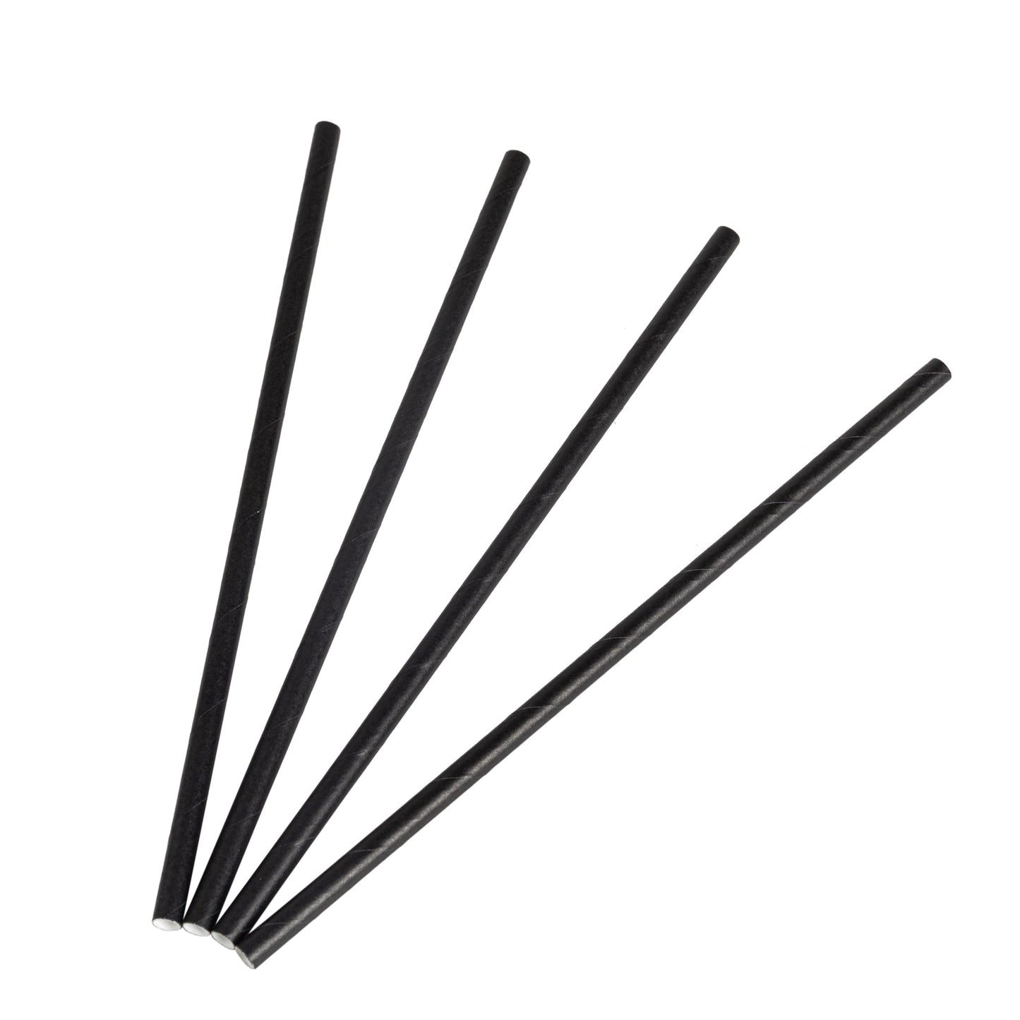 100x BIO Papieren rietjes 8mm x 240mm Zwart