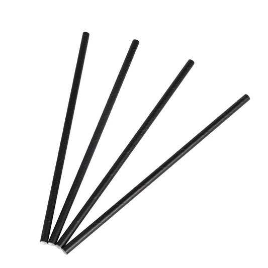 100x BIO Papieren rietjes 8mm x 240mm Zwart