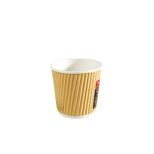 1000x Koffiebeker Espresso dubbelwandig Ripple Wall 4oz 120ml bruin