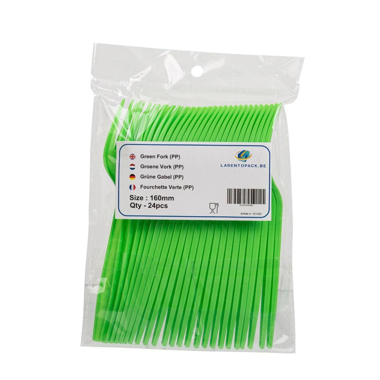 24x Herbruikbare Vork 160mm PP Groen
