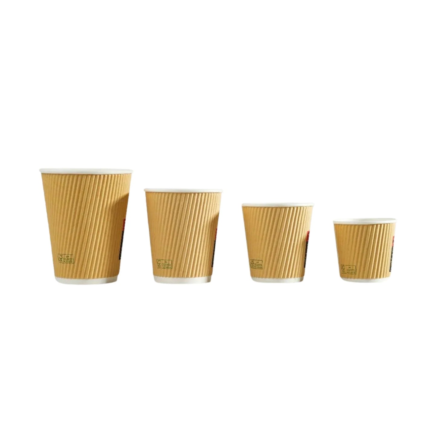 500x Koffiebeker dubbelwandig Ripple Wall 12oz 350ml bruin  Ø90mm