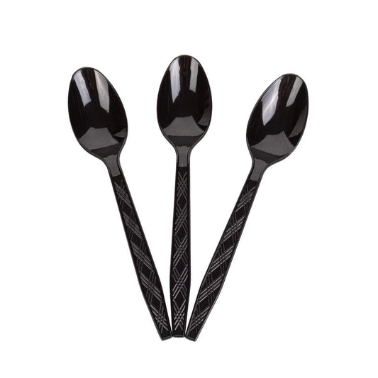 24x Herbruikbare lepel 155mm PP zwart