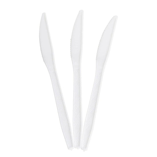 24x Herbruikbare Mes 170mm PP Wit
