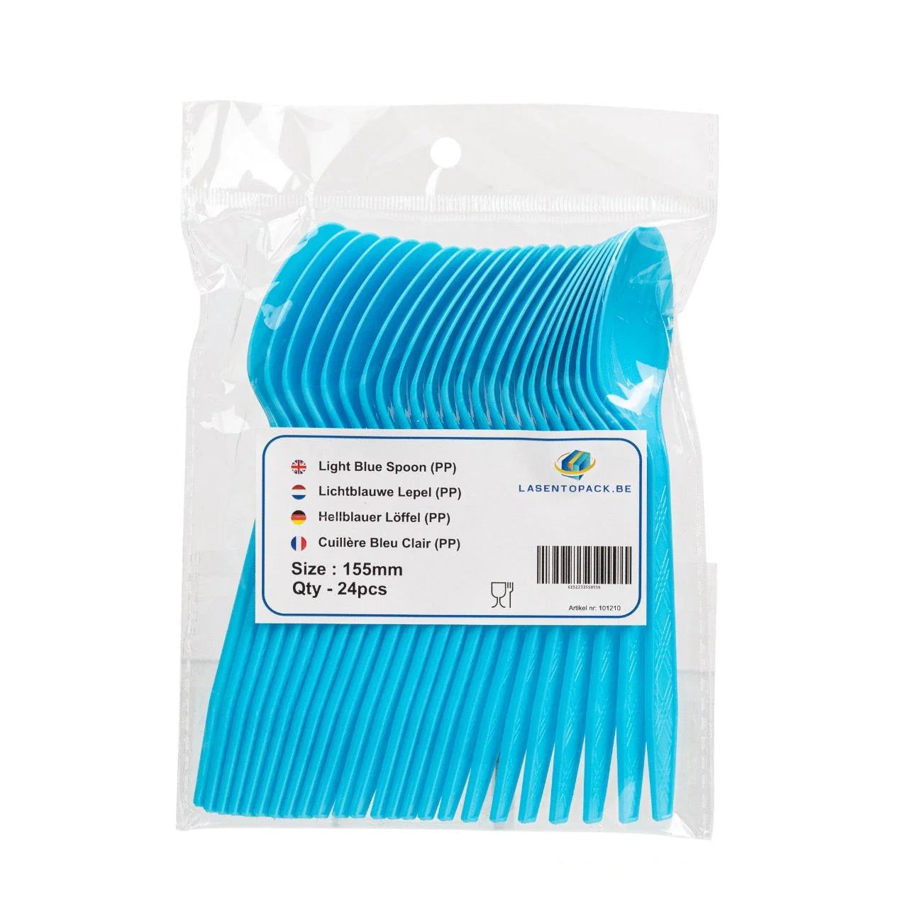 24x Herbruikbare lepel 155mm PP Licht Blauw