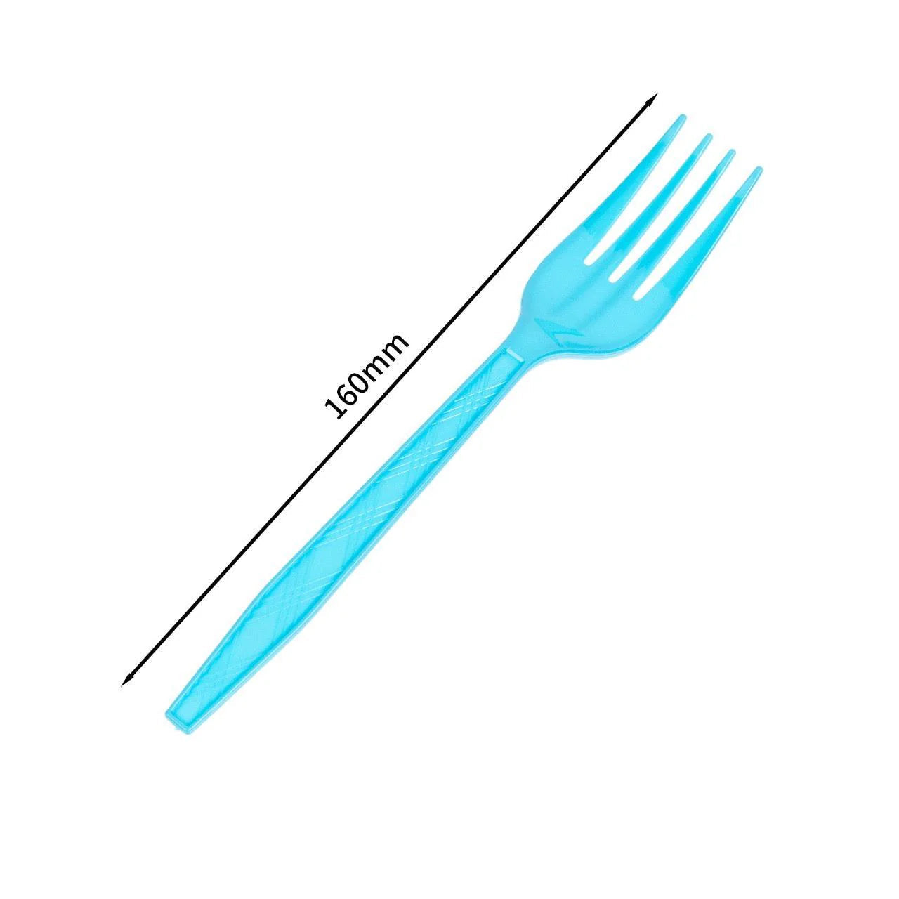 24x Herbruikbare Vork 160mm PP Licht Blauw