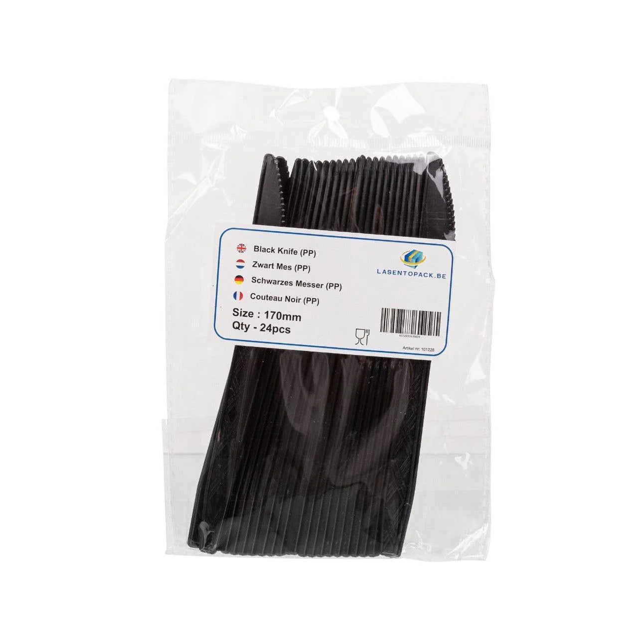 24x Herbruikbare Mes 170mm PP Zwart