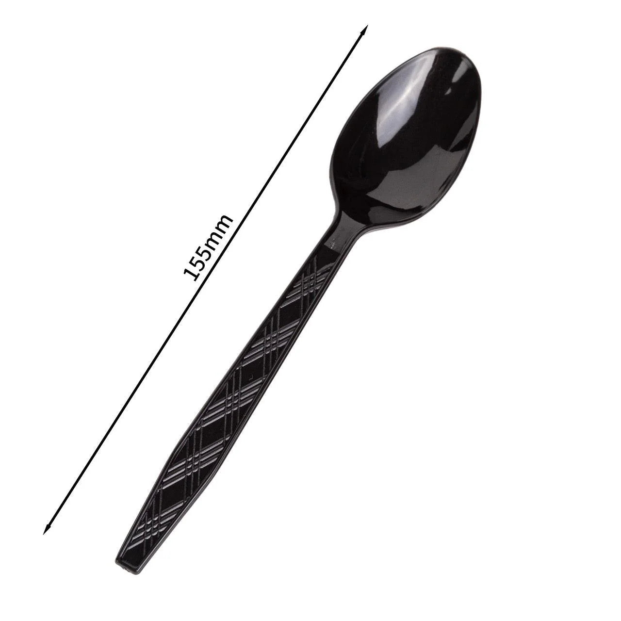 24x Herbruikbare lepel 155mm PP zwart