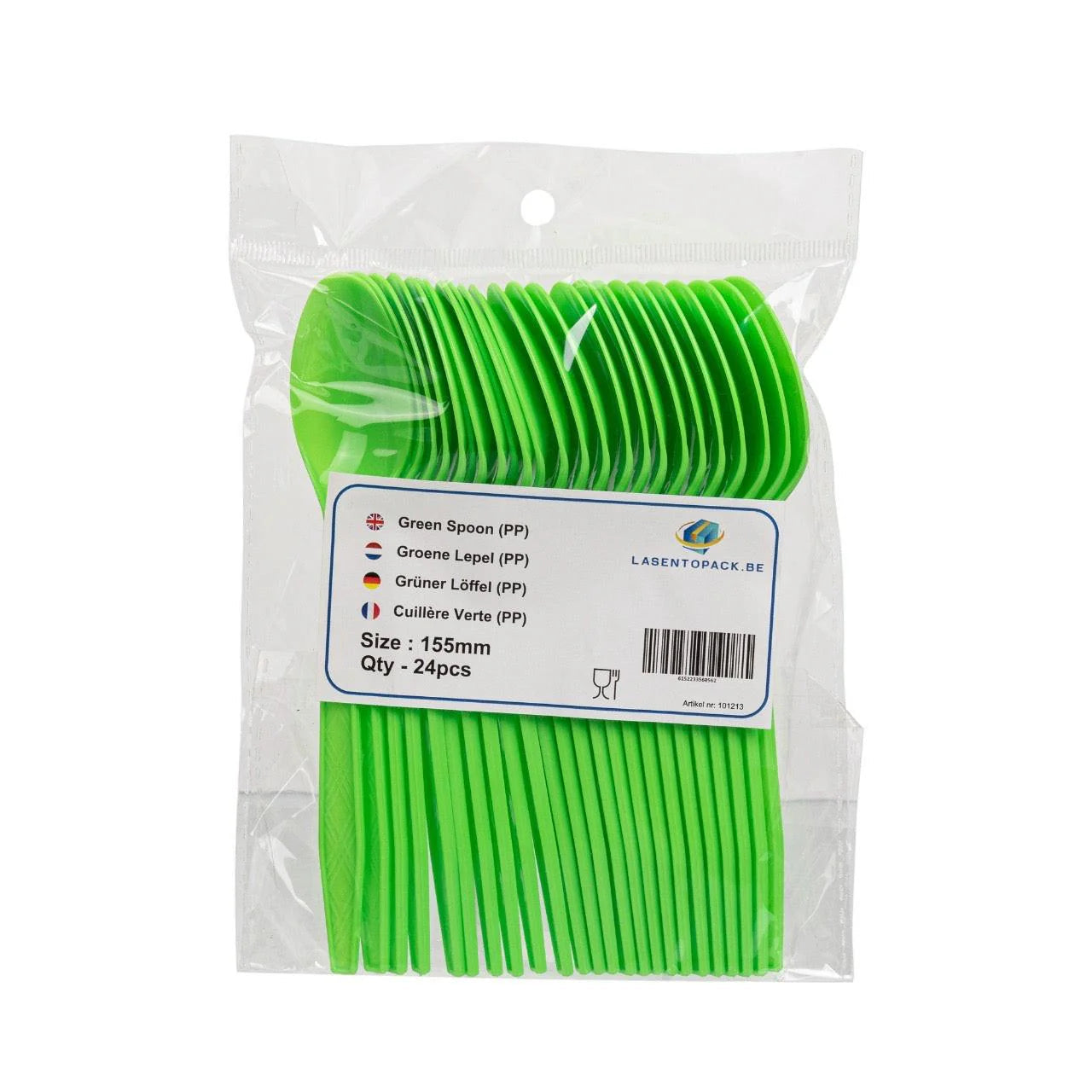 24x Herbruikbare lepel 155mm PP Groen