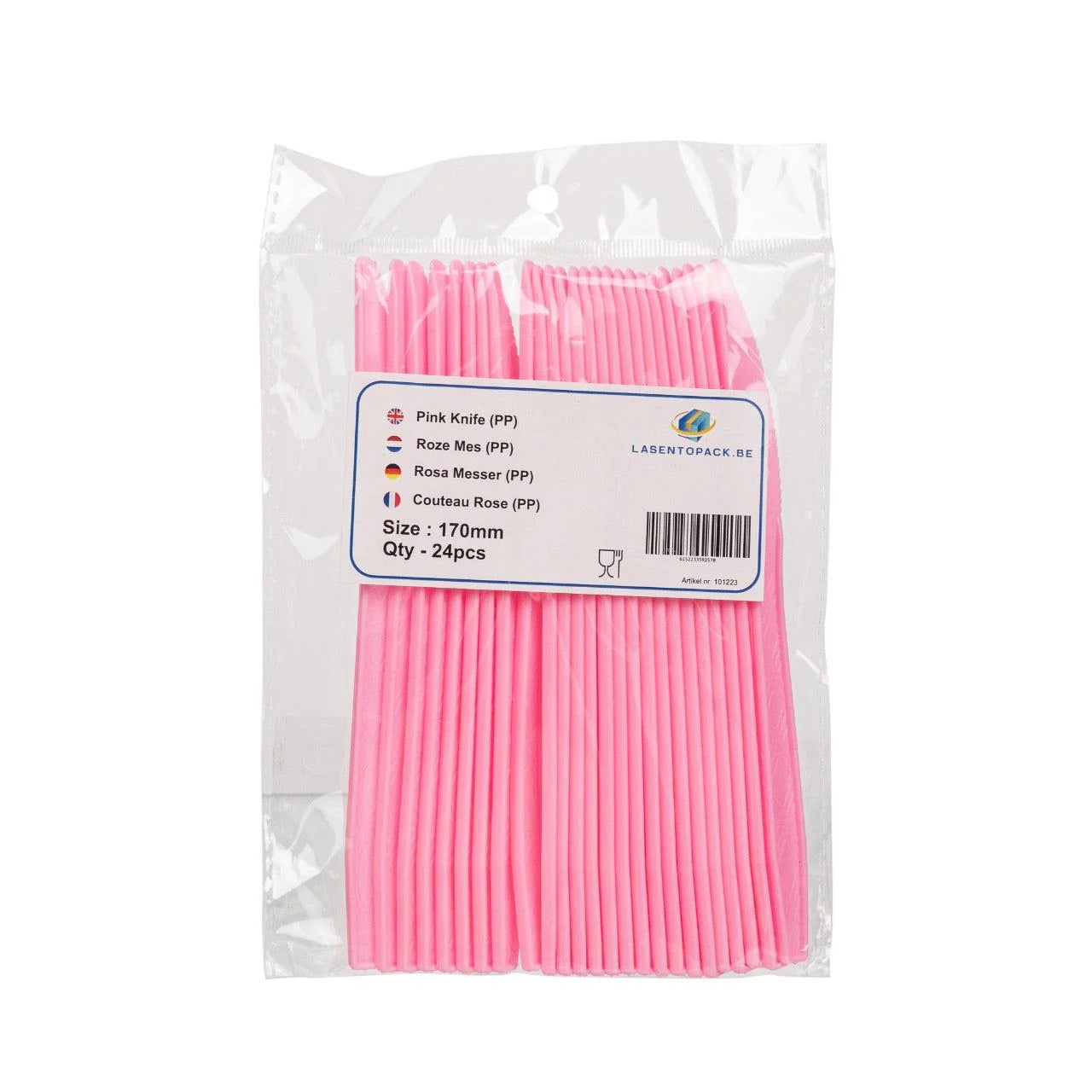 24x Herbruikbare Mes 170mm PP Roze