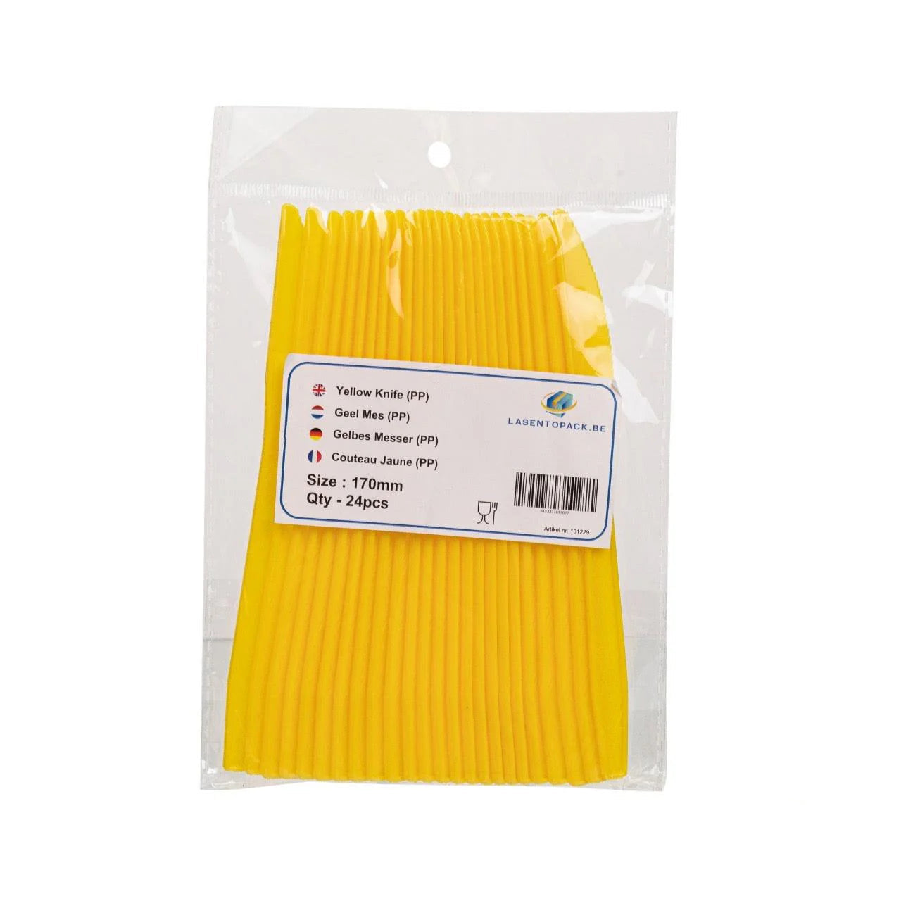 24x Herbruikbare Mes 170mm PP Geel