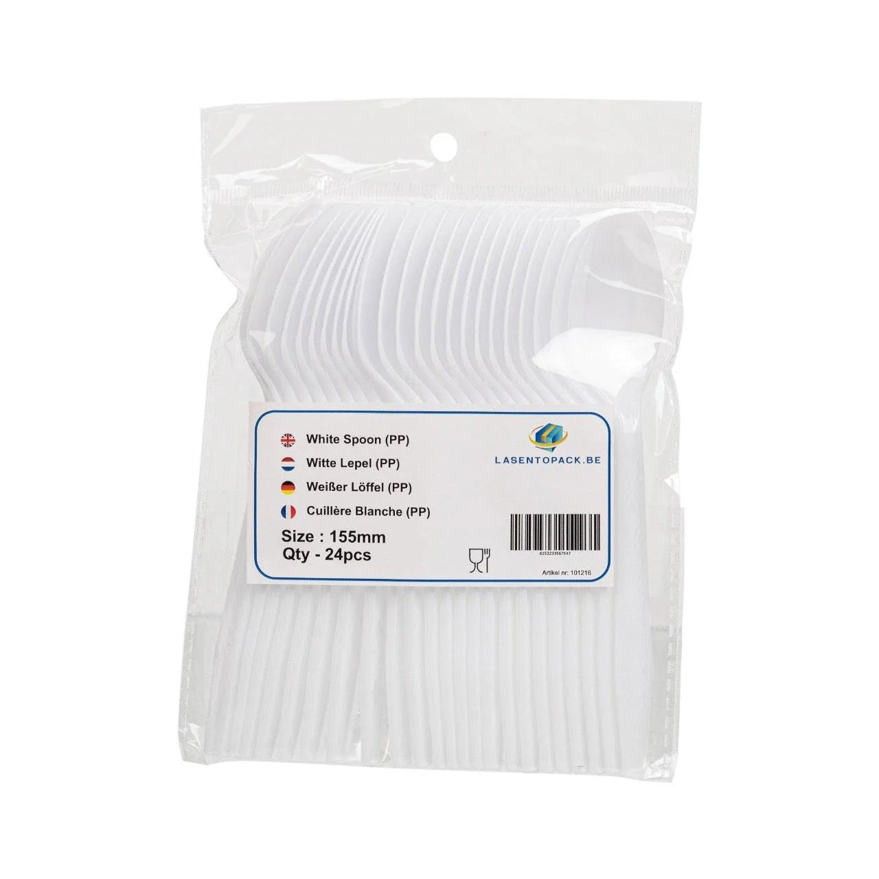 24x Herbruikbare lepel 155mm PP Wit