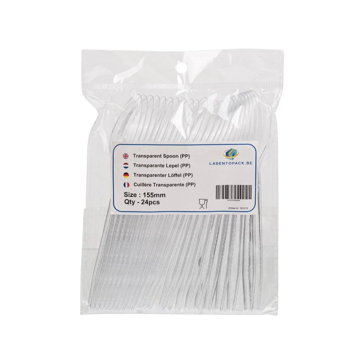 24x Herbruikbare lepel 155mm PP Transparant