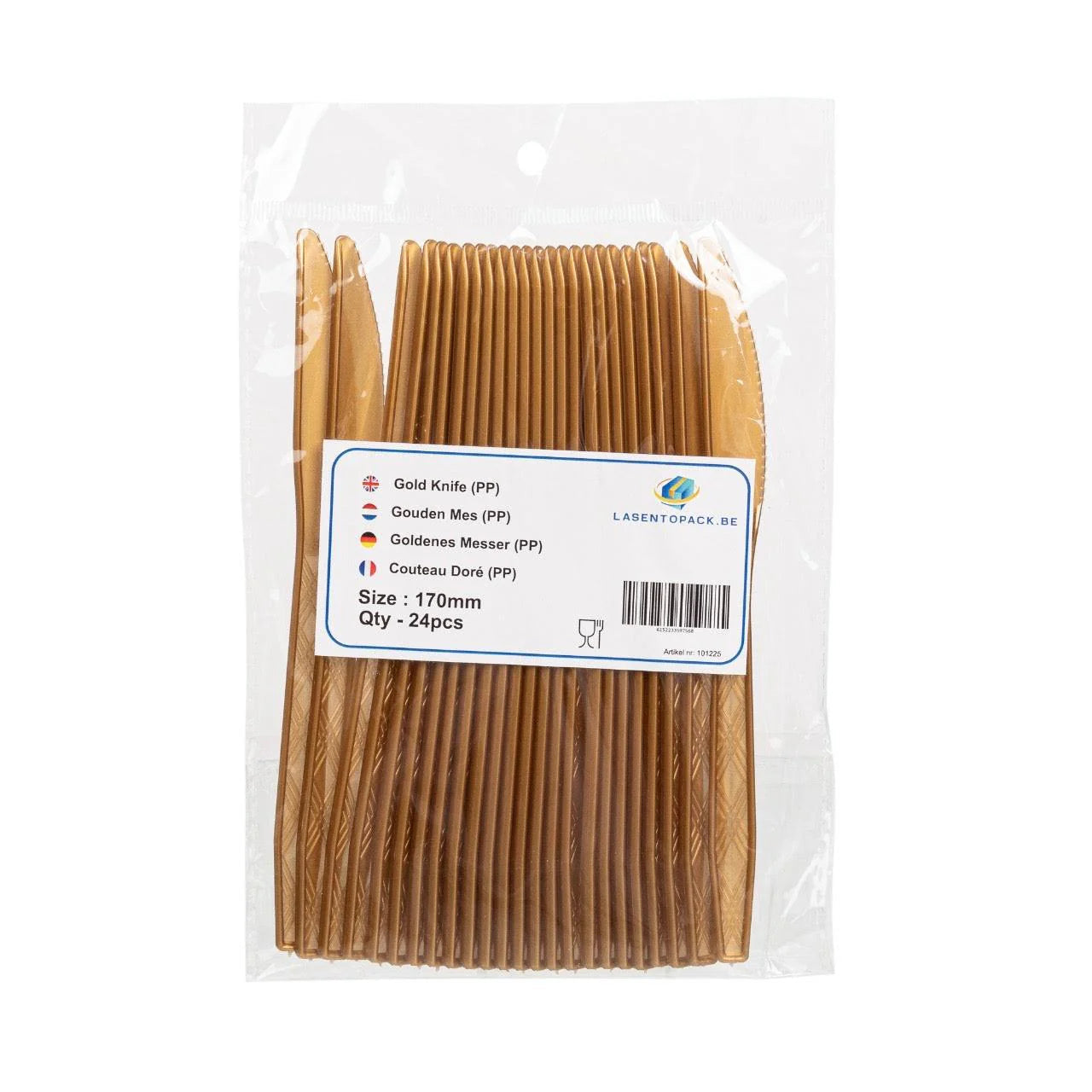 24x Herbruikbare Mes 170mm PP Goud