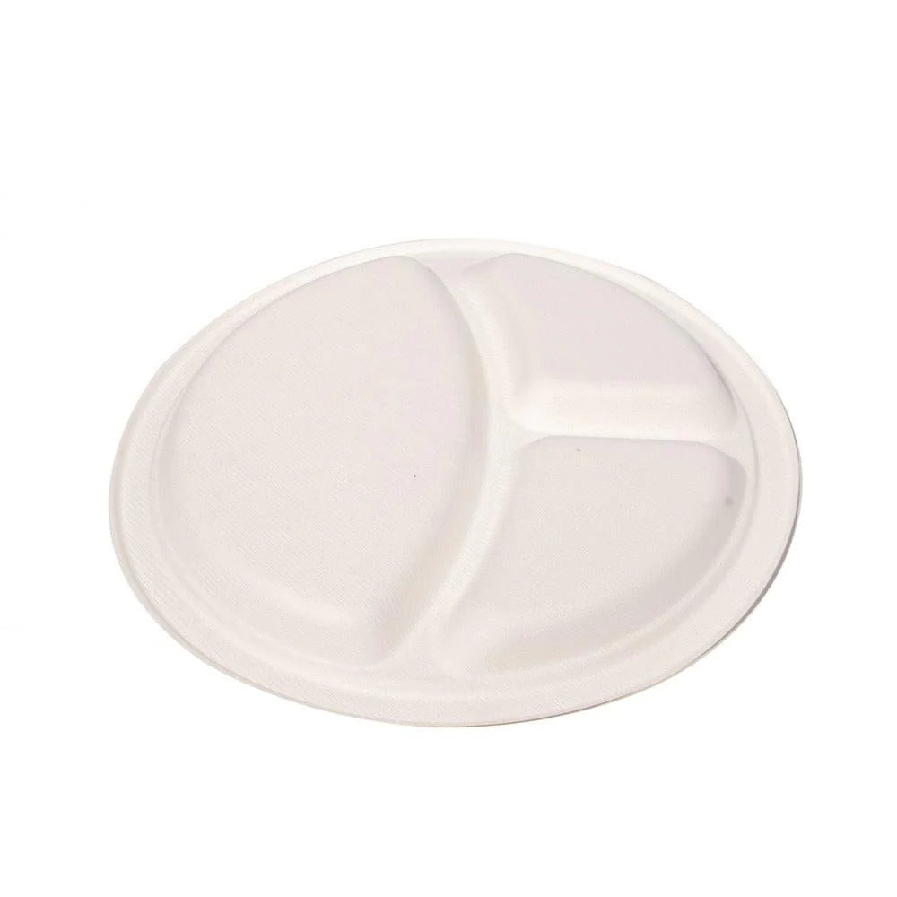 500x Bord Ø26 cm 3 Vaks Bord suikerriet BIO bagasse Plasticvrij 10 inch
