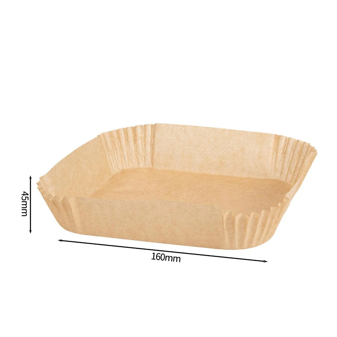 Airfryer BakPapier  Airfryer Bakjes  Wegwerpbakjes Vierkant 50 stuks  160 mm x 45 mm  Airfryer Accesoires L & XL