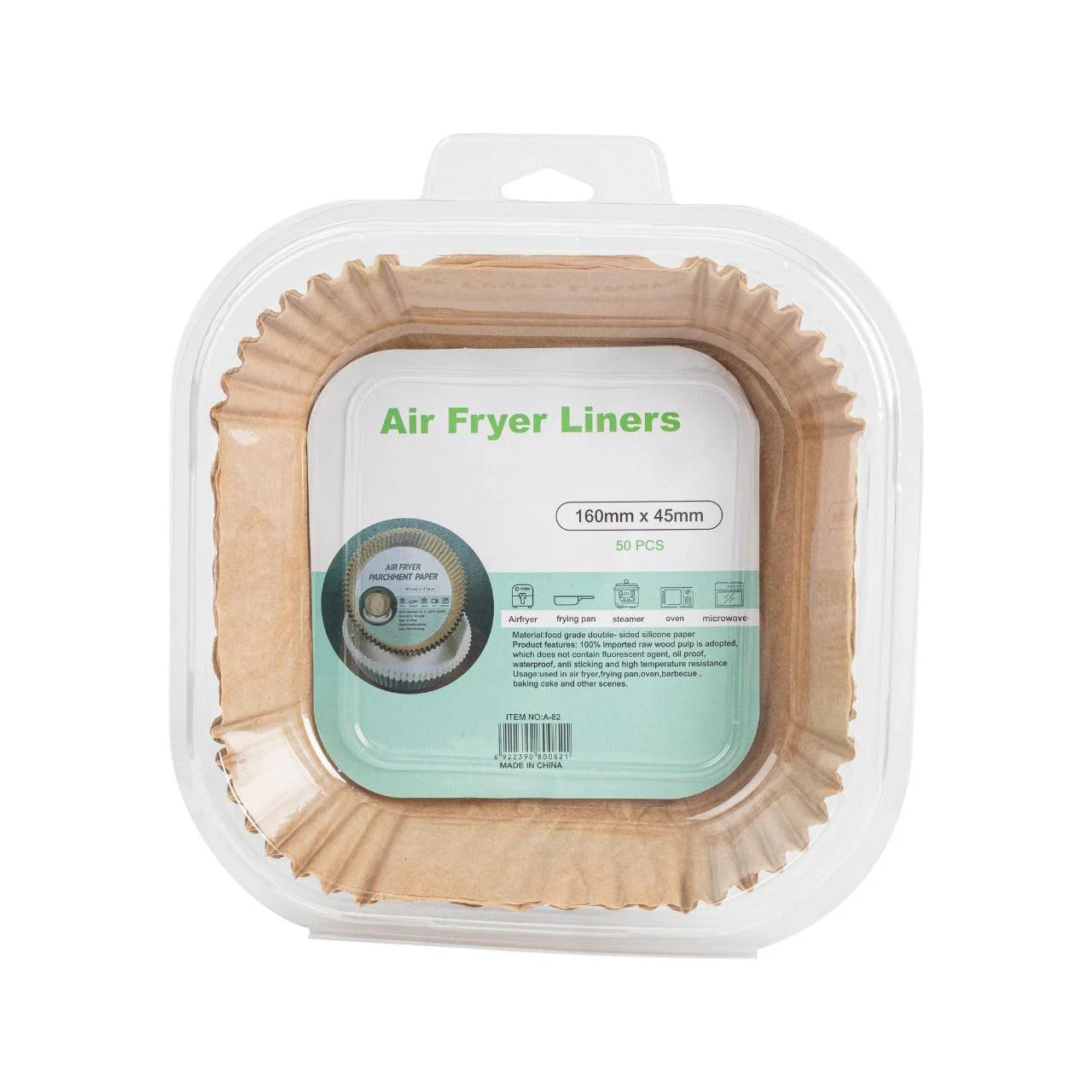 Airfryer BakPapier  Airfryer Bakjes  Wegwerpbakjes Vierkant 50 stuks  160 mm x 45 mm  Airfryer Accesoires L & XL
