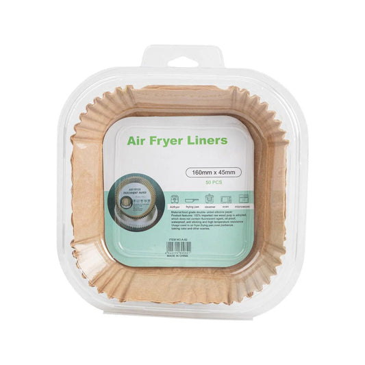 Airfryer BakPapier  Airfryer Bakjes  Wegwerpbakjes Vierkant 50 stuks  160 mm x 45 mm  Airfryer Accesoires L & XL