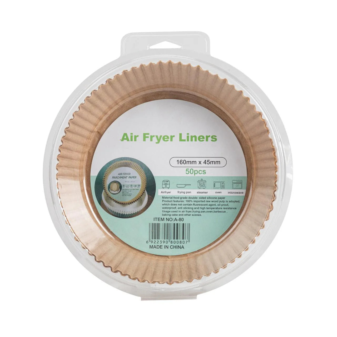 Airfryer BakPapier Airfryer Bakjes Wegwerpbakjes Rond 50 stuks 160 mm x 45 mm Airfryer Accesoires L & XL