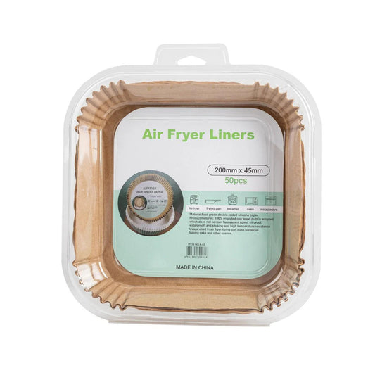 Airfryer BakPapier  Airfryer Bakjes  Wegwerpbakjes Vierkant  50 stuks  200 mm  x 45 mm  Airfryer Accesoires  XL en XXL