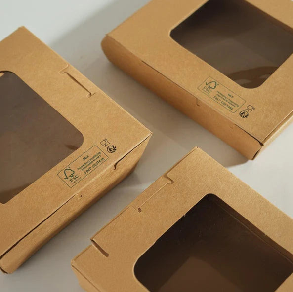 200x Foodbox met venster 1200ml bruin BIO Nature Kraft FSC
