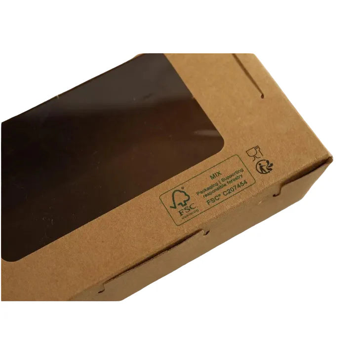 200x Foodbox met venster 1200ml bruin BIO Nature Kraft FSC