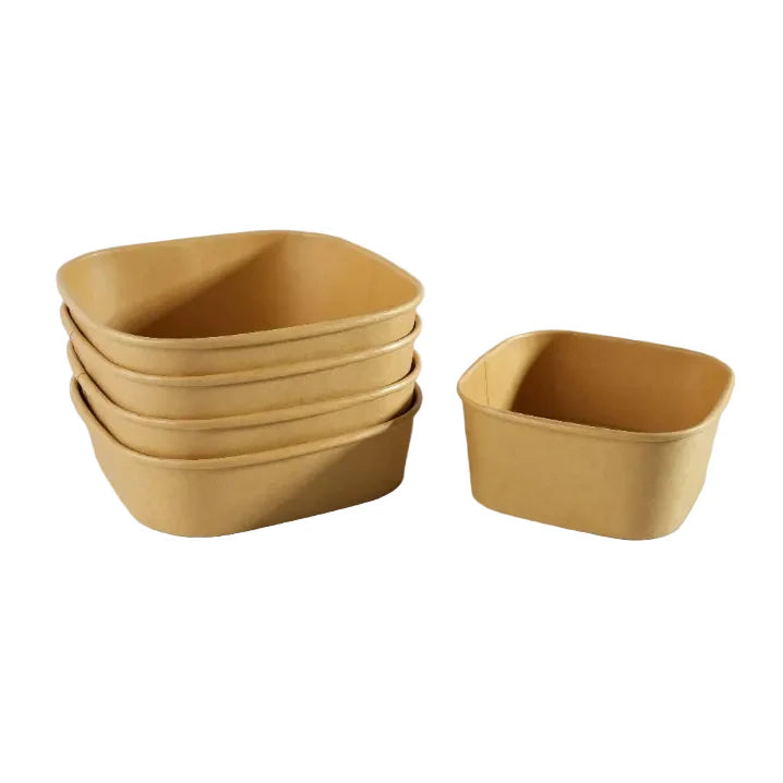 300x Vierkante maaltijdbak karton 1000ml  34 oz  170 x 170 x 55 mm Kraft FSC en BIO