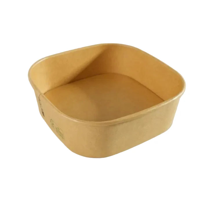 300x Vierkante maaltijdbak karton 1000ml  34 oz  170 x 170 x 55 mm Kraft FSC en BIO