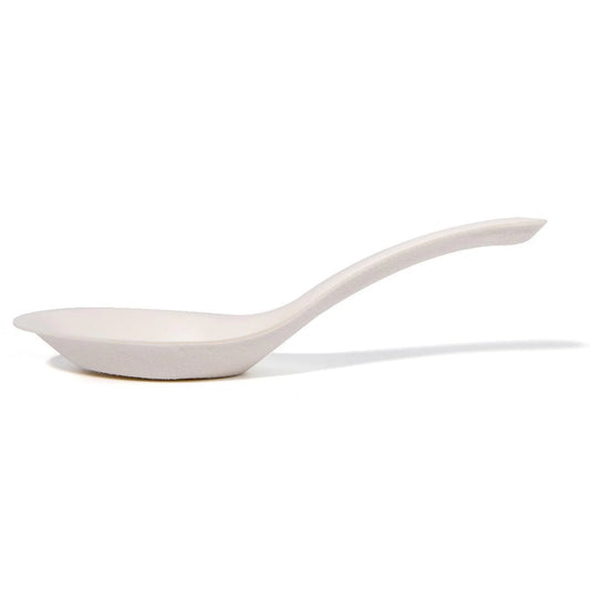 50x Bagasse Suikerriet Soep Lepel 15,4cm Wit Sterk en Mileuvriendelijk Bagasse
