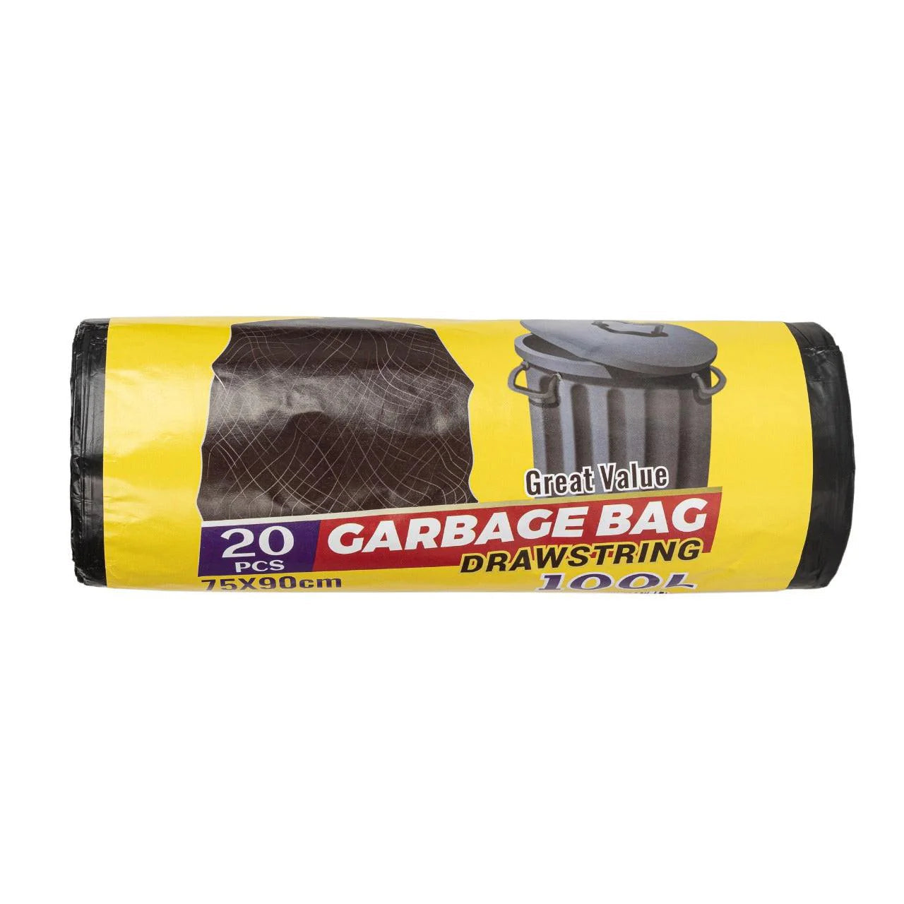 20x Zwarte Afvalzakken 100L – 60x70 cm – 20 Stuks per Rol – LDPE – Met Treksluiting